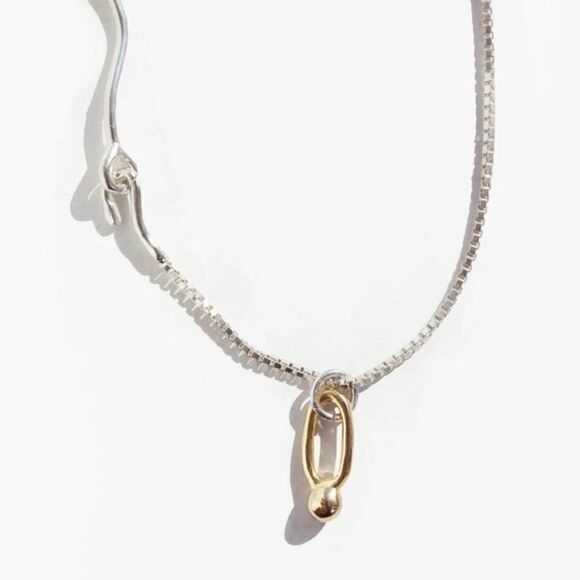 The Asymmetry Two Tone Abstract necklace in 925 silver. - Picture 3 of 3